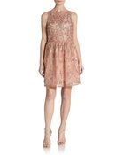 Aidan Mattox Embellished Lace Party Dress - Lyst