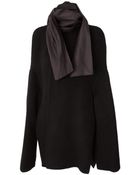 Rick Owens Sleeved Cashmere Mantle Coat Black - Lyst