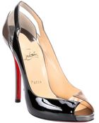 Christian Louboutin Brown And Black Patent Leather 'Technicatina 120' Peep-Toe Pumps - Lyst
