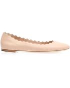 Chloé Lauren Scalloped-edge Flats - Lyst
