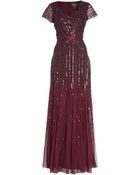 Adrianna Papell Cap Sleeve Mesh Beaded Dress - Lyst