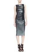 Donna Karan New York Metallic Sleeveless Peekaboo Sheath Dress - Lyst