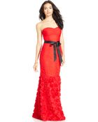 Js Collections Strapless Belted Mermaid Gown - Lyst