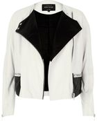River Island Cream Leather Twotone Ovoid Biker Jacket - Lyst