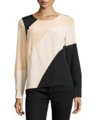 Diane von Furstenberg Silk Asymmetric Colorblock Top - Lyst