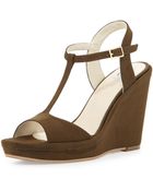 Dee Keller Deanne Suede T-Strap Wedge Sandal - Lyst