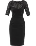 L'Agence Velvet And Knitted Panel Dress - Lyst