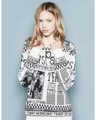Pull&Bear Newsprint Jumper - Lyst