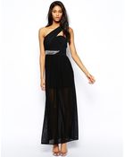 TFNC One Shoulder Maxi Dress With Embellished Waist & Pleated Skirt - Lyst