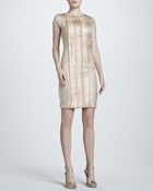 J. Mendel Metallic-Stripe Satin Dress - Lyst