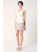 Black Halo Magnolia Color Blocked Mini In Boucle Tweed And Pebble Crepe - Lyst