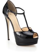 Giuseppe Zanotti Patent Leather T-Strap Platform Sandals - Lyst