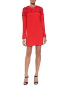 DKNY Long-Sleeve Lace-Yoke Shift Dress - Lyst