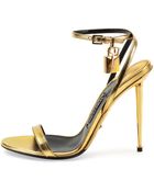 Tom Ford Metallic Ankle-Lock Sandal - Lyst