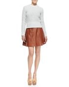 Michael Kors Leather A-Line Skirt - Lyst
