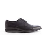 Prada Black Leather Cap Toe Oxfords - Lyst