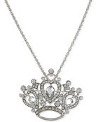 Betsey Johnson Silver-Tone Removable Crystal Tiara Pin Pendant Necklace - Lyst
