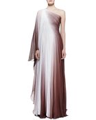 Monique Lhuillier One-Shoulder Ombre Gown - Lyst