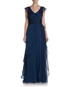 Adrianna Papell Ruffled Chiffon Empire-Waist Gown - Lyst