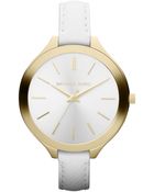 Michael Kors Womens Slim Runway White Leather Strap 42m - Lyst