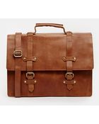 Asos Double Strap Leather Satchel - Lyst