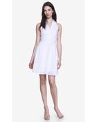 Express Poplin Fit And Flare Shirt Dress - White - Lyst