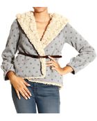 Manila Grace Jacket Wool And Ecofur With Hood - Lyst
