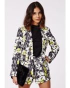 Missguided Gretchan Leaf Print Check Tailored Blazer Grey - Lyst
