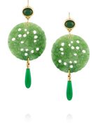 Kenneth Jay Lane Gold-Tone Carved Jade Earrings - Lyst