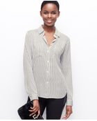 Ann Taylor Stripe Crepe Button Down Shirt - Lyst