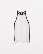 Zara Halter-Neck Top With Contrast Piping - Lyst