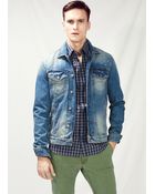 Mango Man Vintage Wash Denim Jacket - Lyst