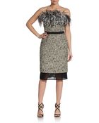 Giambattista Valli Strapless Feathertop Tweed Dress - Lyst