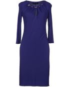 Roberto Cavalli Jersey Dark Purple Knee Length Dress - Lyst