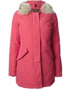 Woolrich Fur Hood Padded Coat - Lyst