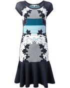 Diane von Furstenberg Floral Print Mesh Sleeve Dress - Lyst