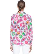 MSGM Floral Silk Blouse - Lyst