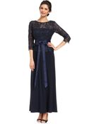Patra Illusion Lace Belted Gown - Lyst