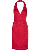 Zac Posen Satin Floral-Jacquard Dress - Lyst