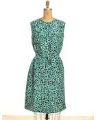 Sophie Hulme Drawstring Silk Midi Dress In Turquoise Leopard Frog Print By - Lyst