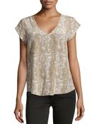 Joie Lynn Leopard-Print Short-Sleeve Top - Lyst