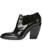 Costume National Point-Toe Leather Ankle Bootie - Lyst