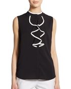 Calvin Klein Sleeveless Ruffle-Front Top - Lyst