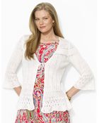 Lauren by Ralph Lauren Pointelle Knit Linen Sweater - Lyst