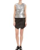 Mason by Michelle Mason Metallic Leather Peplum Tank - Lyst