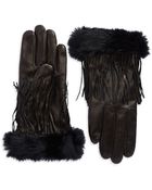 Carolina Amato Fur Accented Leather Gloves - Lyst