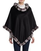 Surell Rabbit Trimmed Cashmere Poncho - Lyst