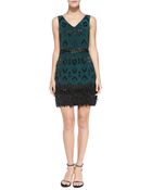 Nicole Miller Feather-hem Ikat Cocktail Dress - Lyst