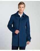 Canali Petrolio Blue Wool Three Quarter Overcoat - Lyst