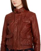 Polo Ralph Lauren Cropped Lace-Up Leather Moto Jacket - Lyst